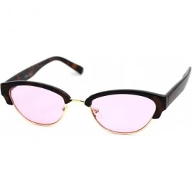 Oval Womens Narrow Oval Half Rim Hipster DJ Sunglasses - Gold Tortoise Pink - CI1950XZ8XG $11.52