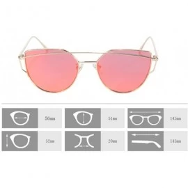 Cat Eye Reflective Color Protection Cat Eye Mirrored Flat Lens Sunglasses MF001 - Gold - CI184G2NSSC $14.12