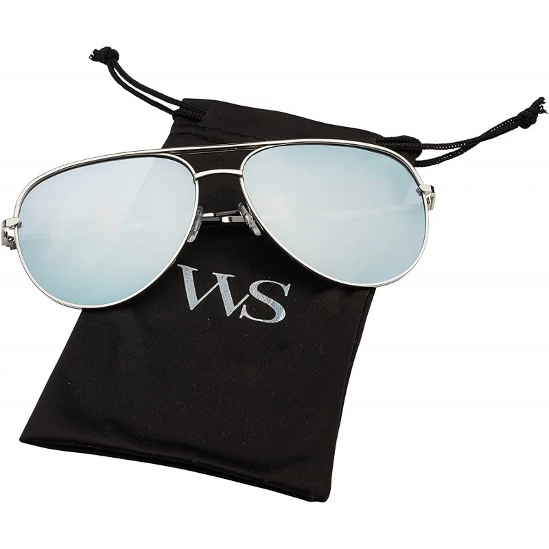 Sport WealthyShades- Aviator sunglasses Mirrored flat lens - Oversized- Polarized For Women and Men UV400 - CJ1807Z3K8D $11.49