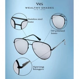 Sport WealthyShades- Aviator sunglasses Mirrored flat lens - Oversized- Polarized For Women and Men UV400 - CJ1807Z3K8D $11.49