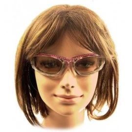 Goggle Motorcycle Day Night Transition Glasses for Women. Chrome and Pink frame with rhinestones - CQ12EM1KM43 $36.22