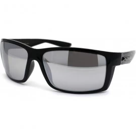 Sport Xloop Mens Warp Sport Brush Metal Print Arm Rectangle Sunglasses - Silver Mirror - CV1966UGQ57 $12.43