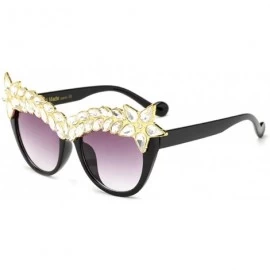 Oversized Womens Luxury Diamond Decorated Sunglasses UV400 Retro Eyeglasses - Style 02 - C318GUEQ960 $24.92