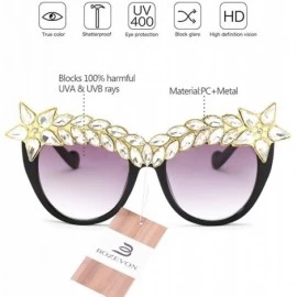 Oversized Womens Luxury Diamond Decorated Sunglasses UV400 Retro Eyeglasses - Style 02 - C318GUEQ960 $11.15