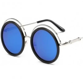 Aviator Fashion Sunglasses HD Lenses with Case Round Frame Double Circle UV Protection - Ice Blue - C818LD845XX $26.87