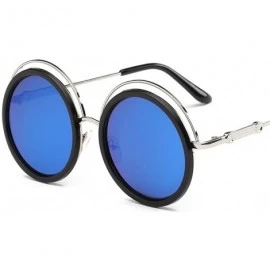 Aviator Fashion Sunglasses HD Lenses with Case Round Frame Double Circle UV Protection - Ice Blue - C818LD845XX $16.40