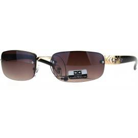 Rectangular Womens Sunglasses Rimless Fashion Rectangular Designer Style UV 400 - Gold Brown - CY189KT8RIU $22.51
