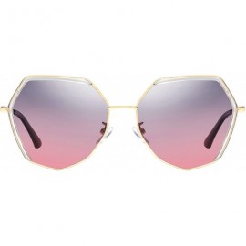Square Retro Vintage Polygon Sunglasses for Women Metal Frame Shades - Gold Frame Grey Pink Lens - CI18TDKCA5E $14.11