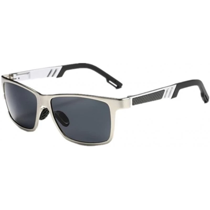 Goggle Men Square UV400 Polarized Sunglasses Fashion Sport Driving Glasses - Silver Black - CB182DKXAET $9.09