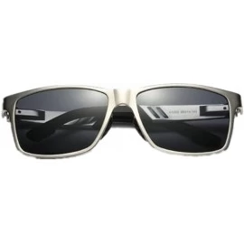 Goggle Men Square UV400 Polarized Sunglasses Fashion Sport Driving Glasses - Silver Black - CB182DKXAET $9.09