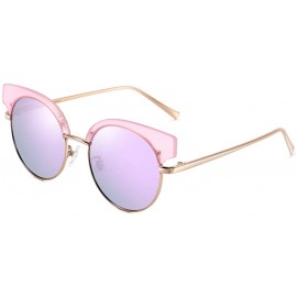 Semi-rimless Retro Polarized Sunglasses Semi Rimless Women Cateye Eyewear PZ9907 - Purple - C318L7LUCTU $32.78