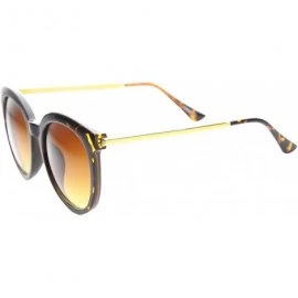 Wayfarer Modern Metal Temple Tinted Lens Oversize Round Horn Rimmed Sunglasses 55mm - Tortoise-gold / Amber - C712H0L9KUT $11.94