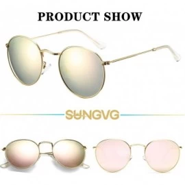Sport Polarized Sunglasses for Men and Women Round Retro Metal Sun Glasses John Lennon Style - Gold Frame / Pink Lens - CK194...