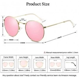 Sport Polarized Sunglasses for Men and Women Round Retro Metal Sun Glasses John Lennon Style - Gold Frame / Pink Lens - CK194...