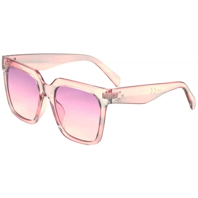 Square Retro Square Cat Eye Three Dot Temple Sunglasses - Pink Crystal - CB197QNOYAG $13.11