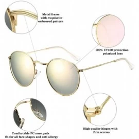 Sport Polarized Sunglasses for Men and Women Round Retro Metal Sun Glasses John Lennon Style - Gold Frame / Pink Lens - CK194...