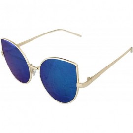 Shield Vintage style Cat Ear Sunglasses for Women PC Resin UV 400 Protection Sunglasses - Blue - C018SAR72O8 $46.50