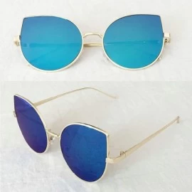 Shield Vintage style Cat Ear Sunglasses for Women PC Resin UV 400 Protection Sunglasses - Blue - C018SAR72O8 $21.42