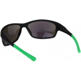 Sport Mens Classic Rectangular Warp Around Sport Plastic Sunglasses - Matte Black Green Teal Mirror - CS18R7LU9H9 $7.38