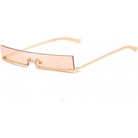 Rimless Trendy Tiny Rimless Rectangle Sunglasses Slim Rectangular - Champagne - CM199MQ72ZH $13.26