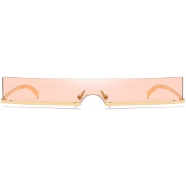 Rimless Trendy Tiny Rimless Rectangle Sunglasses Slim Rectangular - Champagne - CM199MQ72ZH $13.26