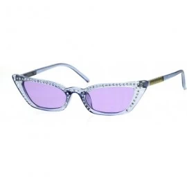 Cat Eye Womens Rhinestone Icedout Narrow Goth Cat Eye Plastic Sunglasses - Blue Purple - CQ18HITEMA4 $13.27