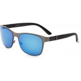 Round "Trooper" Modern Squared Metal Frame with Mirrored Lenses - Blue - C012MF2WUIH $20.65