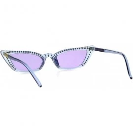 Cat Eye Womens Rhinestone Icedout Narrow Goth Cat Eye Plastic Sunglasses - Blue Purple - CQ18HITEMA4 $22.93