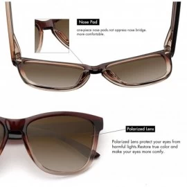 Square Polarized Sunglasses for Women Men Classic Retro Designer Style - Ombre Brown Frame / Gradient Brown Lens - C9192R4NXH...