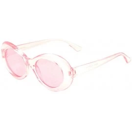 Oval Retro Thick Plastic Frame Round Oval Crystal Color Sunglasses - Light Pink - CA18KQI8L0T $13.05