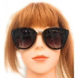 Oversized Cat Eye Sunglasses for Women Oversized Vintage Retro Fashion Eye Wear - Black - CJ18S4G49L3 $12.92