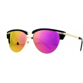 Cat Eye Victorian Art Deco Engraving Trim Half Rim Cat Eye Sunglasses - Purple - C912MWAWK45 $23.51