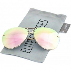 Goggle Aviator Poshe Oceanic Lens Twirl Metal Design Frames Sunglasses - Gold - Pink Mirror - CL12NW5F22G $20.39