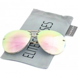 Goggle Aviator Poshe Oceanic Lens Twirl Metal Design Frames Sunglasses - Gold - Pink Mirror - CL12NW5F22G $18.45