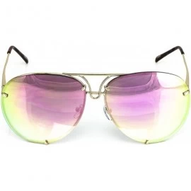 Goggle Aviator Poshe Oceanic Lens Twirl Metal Design Frames Sunglasses - Gold - Pink Mirror - CL12NW5F22G $7.28