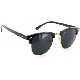 Rimless Men Women Retro Sunglasses Half Rimmed UV Protection - Black & Gold - CT12HTU2OHH $10.42