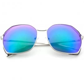 Shield Double Wired Geo Frame Aviator Sunglasses UV400 - Green - CX12E3FU0R7 $7.88