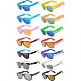 Wayfarer Wholesale Bulk 14 Pairs Matte Colored Mirrored Smoke Sunglasses OWL. - C812BV1T455 $32.56