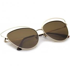 Oversized Women's Open Metal Frame Slim Temple Oversize Cat Eye Sunglasses 58mm - Gold / Brown - CZ12O7QA56X $8.27