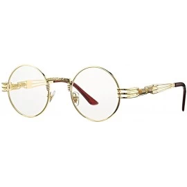 Round Vintage Round John Lennon Sunglasses Steampunk Gold Metal Frame Clear Sun Glasses - A1 Gold Frame/Clear Lens - CZ189I3I...