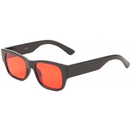 Square Thick Temple Square Frame Color Lens Sunglasses - Red - CR1987H8D68 $12.50