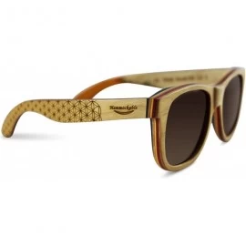 Square Handmade Maple Wood Sunglasses - Polarized UV400 Lenses in a Wooden Wayfarer that Floats! - CF12NU28JO0 $46.30