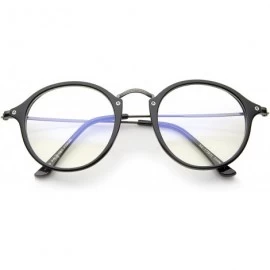 Round Classic Retro Lightweight Frame Metal Temple Clear Lens Round Glasses 47mm - Black-silver / Clear - CC12J347XZZ $20.34