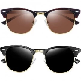 Semi-rimless Semi Rimless Polarized Sunglasses Women Men Retro Brand Sun Glasses - Gloss Black+brown - C8196Z6QDR0 $14.03
