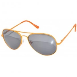Aviator Full Mirror Lens Colored Metal Frame with Spring Hinge - Orange_smoke_lens - CC121JE4JFJ $18.07