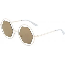 Aviator Women Men Round Glasses Metal Frame UV Protected Retro Vintage Fashion - Gold/White - C317YKUMDOM $18.03