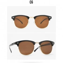 Round Classic retro half frame sunglasses fashion meter nail polarizer men sunglasses frog mirror - Tawny C6 - C91905CKY92 $1...