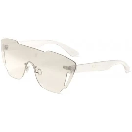 Rimless Sobe Rimless Mono One Piece Shield Sunglasses - Transparent Frame - C11809475GR $9.74