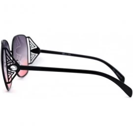 Butterfly Womens Oversize Metal Rim Butterfly Large Rhinestone Jewel Sunglasses - Black Purple Pink - CU197M2HL62 $10.63