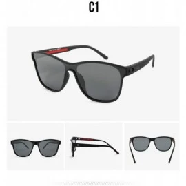 Square One Piece Lens Sunglasses Men's Fashion Polarizer Cycling Driving Sunglasses - Red Black C1 - CF1904UWAUC $20.85
